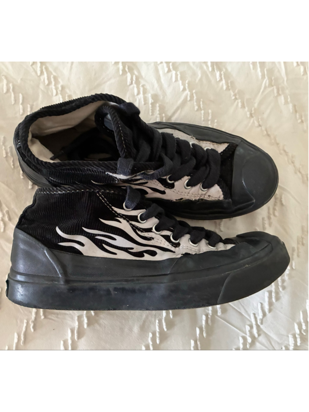 Converse Jack Purcell Flame High Top Sneakers Black White unisex men 6 women 7.5